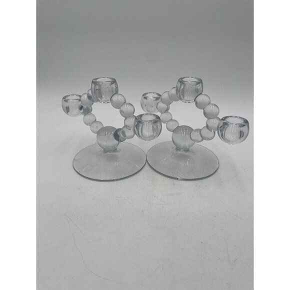 Vintage Pair of Rare Imperial Candlewick Candelabras Art Deco 6”x8” - Picture 3 of 4